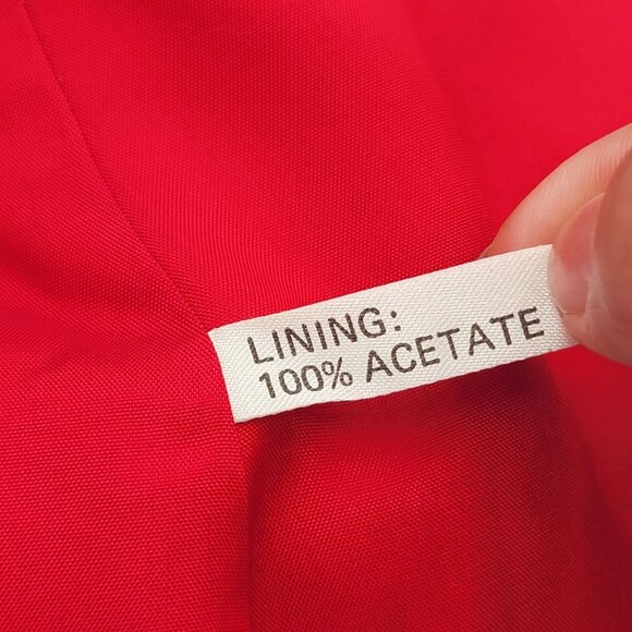 Vtg Silk Red Long-Sleeve Blazer With Knot Button Closures & Wide Collar - Picture 11 of 16